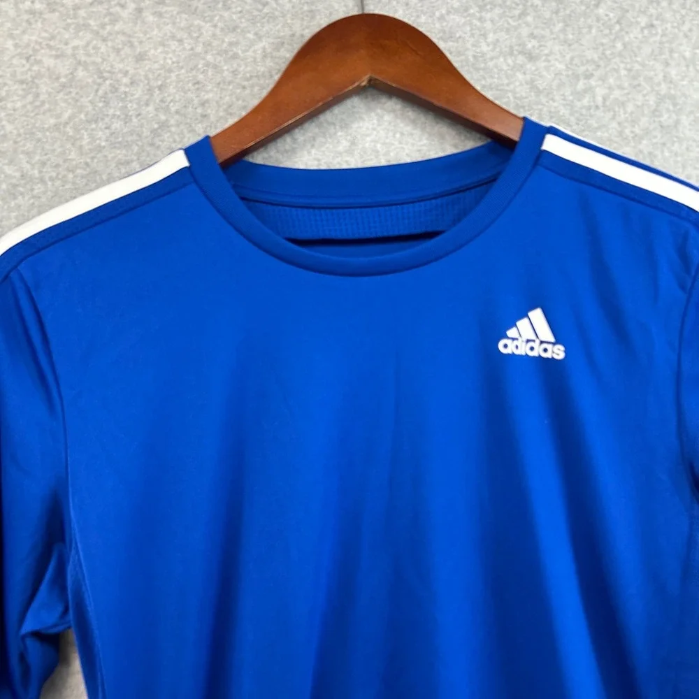 Adidas Royal Blue Climalite 3 Stripe Long Sleeve‎ Athletic Shirt Boys XL 18/20